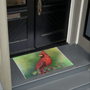Beautiful Northern Red Cardinal Bird - Welcome Doormat