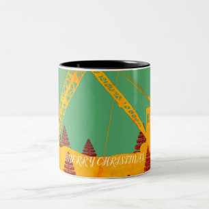 Beautiful Northwest Crane Operating Engineer Art Two-Tone Coffee Mug