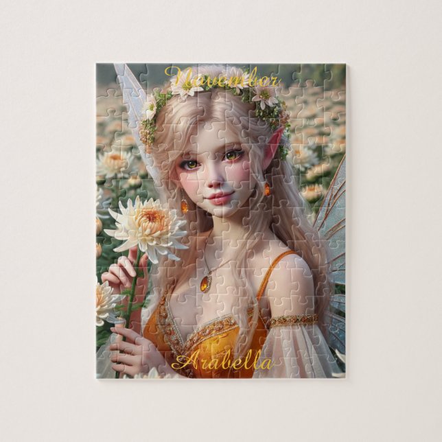 Beautiful November Fairy in Chrysanthemums Jigsaw Puzzle (Vertical)