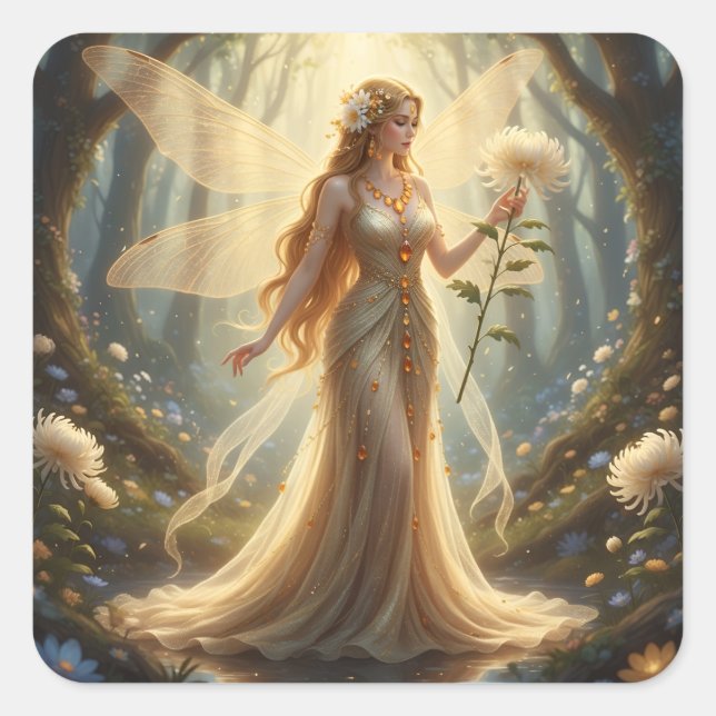 Beautiful November Topaz Fairy Square Sticker (Front)