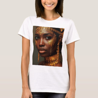 Beautiful Nubian Goddess in Gold T-Shirt