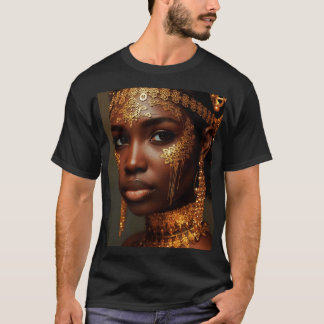 Beautiful Nubian Goddess in Gold T-Shirt