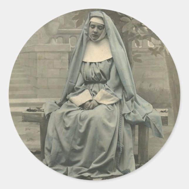 Beautiful Nun Classic Round Sticker (Front)