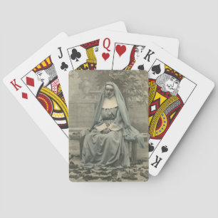 beautiful nun playing cards