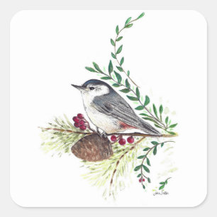 Beautiful Nuthatch Art Square Sticker