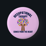 Beautiful Occupational Therapy Tree Quote 6 Cm Round Badge<br><div class="desc">Occupational Therapy Comes from the Heart. A pretty pink inspirational OT quote gift for your occupational therapist featuring a cute rainbow tree with helping hands as the trunk of hope. A beautiful present.</div>