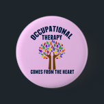 Beautiful Occupational Therapy Tree Quote 6 Cm Round Badge<br><div class="desc">Occupational Therapy Comes from the Heart. A pretty pink inspirational OT quote gift for your occupational therapist featuring a cute rainbow tree with helping hands as the trunk of hope. A beautiful present.</div>