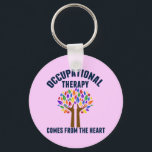 Beautiful Occupational Therapy Tree Quote Key Ring<br><div class="desc">Occupational Therapy Comes from the Heart. A pretty pink inspirational OT quote gift for your occupational therapist featuring a cute rainbow tree with helping hands as the trunk of hope. A beautiful present.</div>