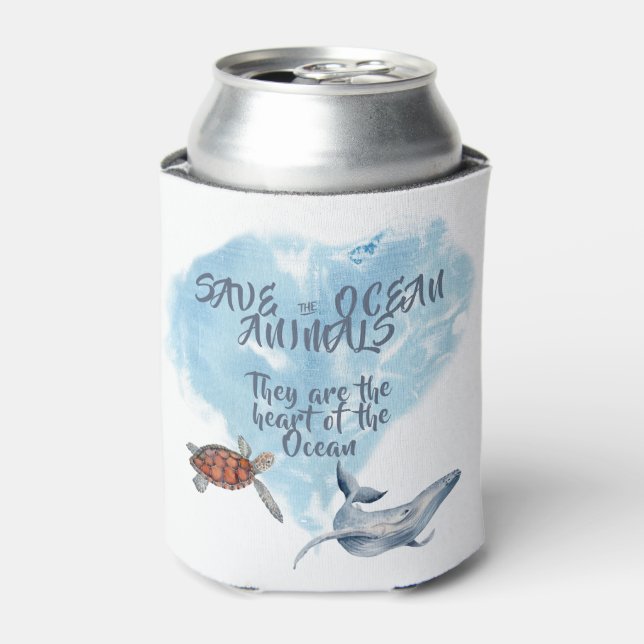 Beautiful Ocean Animals Description Can Cooler (Can Front)