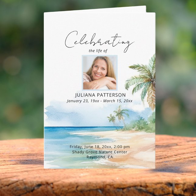 Beautiful Ocean Beach Celebration of Life Funeral Programme (Creator Uploaded)