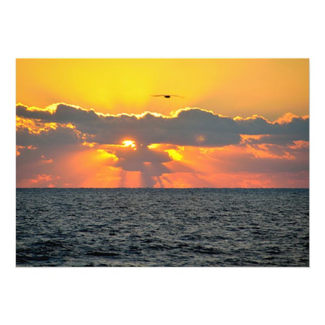 Beautiful ocean beach sunrise photo print (Front)