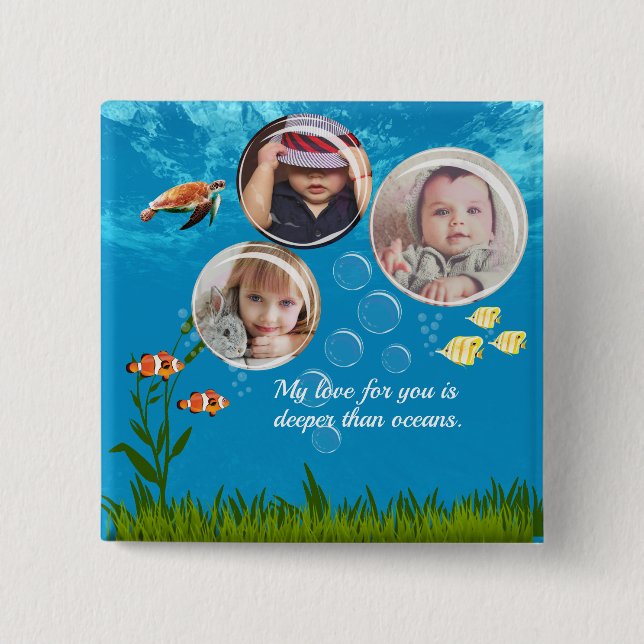 Beautiful Ocean Blue Tropical Fish Underwater 15 Cm Square Badge (Front)