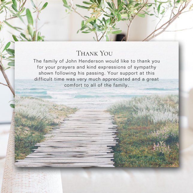Beautiful Ocean Funeral Thank You Note Card (Creator Uploaded)