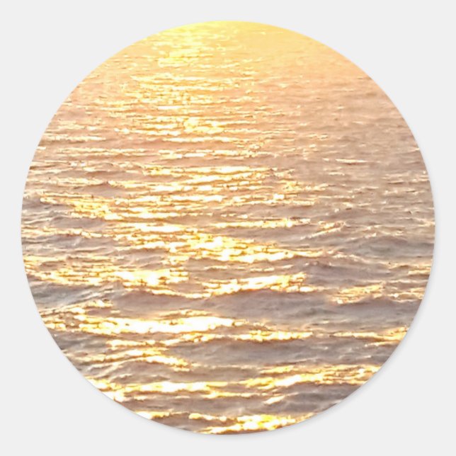 Beautiful Ocean Golden Hour Sunrise Classic Round Sticker (Front)