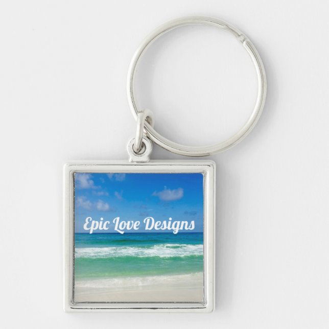 Beautiful Ocean Photo Customisable Beach House  Key Ring (Front)