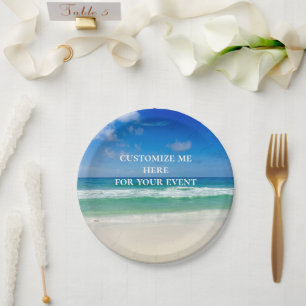 Beautiful Ocean Photography Custom Beach Party Paper Plate