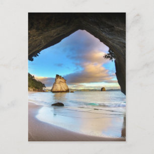 Beautiful Ocean Rock Arch Formation on Beach Postcard