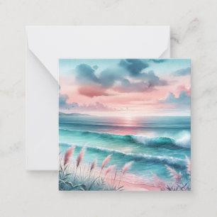 Beautiful Ocean Scene in Pink and Blue Card