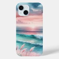 Beautiful Ocean Scene in Pink and Blue