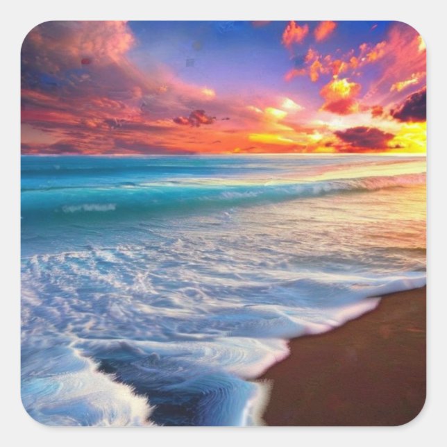 Beautiful Ocean Square Sticker (Front)