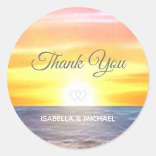 Beautiful Ocean Sunrise Thank You Wedding Classic Classic Round Sticker