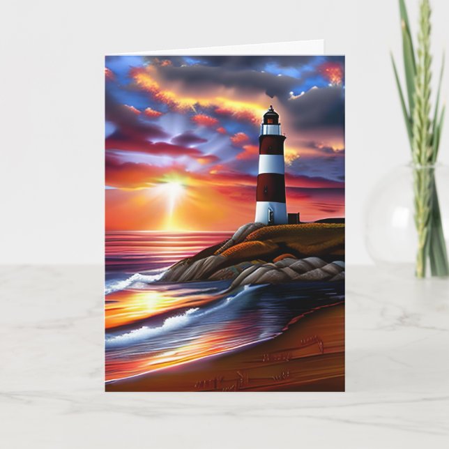 Beautiful Ocean Sunset Happy Anniversary Card (Front)