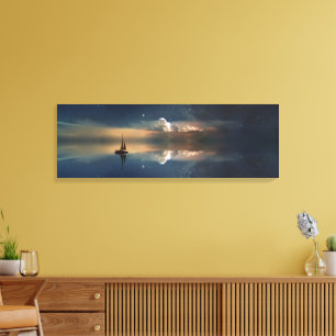 Beautiful Ocean Sunset Sailboat & Clouds Canvas Print