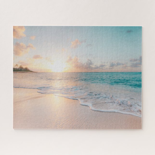 Beautiful Ocean Sunset With Gentle Waves Family Jigsaw Puzzle (Horizontal)