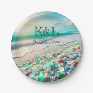Beautiful Ocean Waves and Sea Glass Personalised Paper Plate