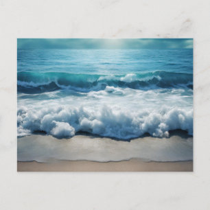 Beautiful Ocean Waves Crashing at the Beach Postcard