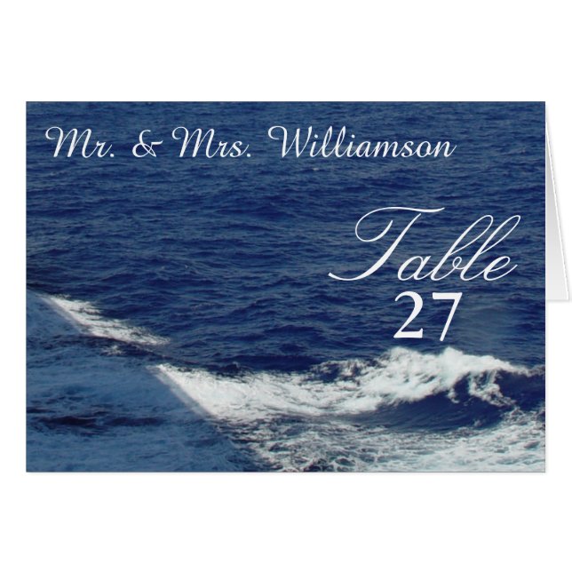 Beautiful Ocean Waves Wedding Table Tent Cards (Front Horizontal)