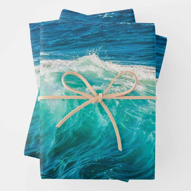 Beautiful Ocean Waves Wrapping Paper Sheet (In situ)