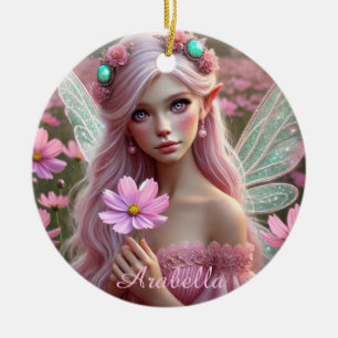 Beautiful October Fairy in Cosmos Ceramic Tree Decoration