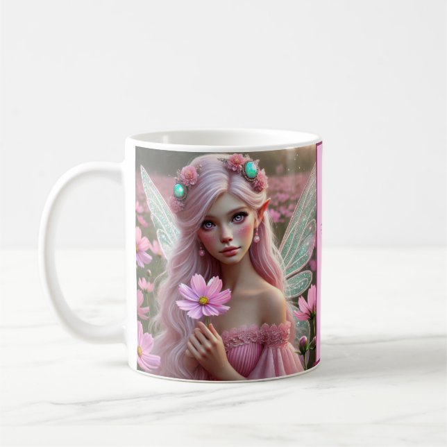 Beautiful October Fairy in Cosmos Coffee Mug (Left)