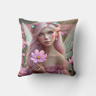 Beautiful October Fairy in Cosmos Cushion