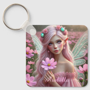 Beautiful October Fairy in Cosmos Key Ring