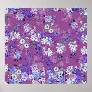 Beautiful Oil Painted Flowers and Branches Tiny Fl Poster