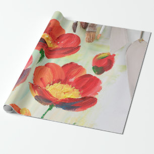 Beautiful oil painted picture with artist equipmen wrapping paper