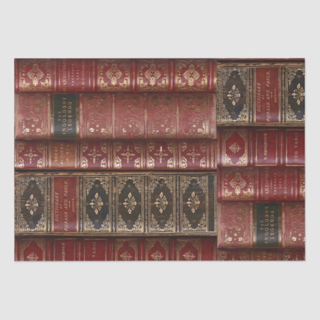 Beautiful Old Book Spines (Dictionary) Tissue Paper (Front)