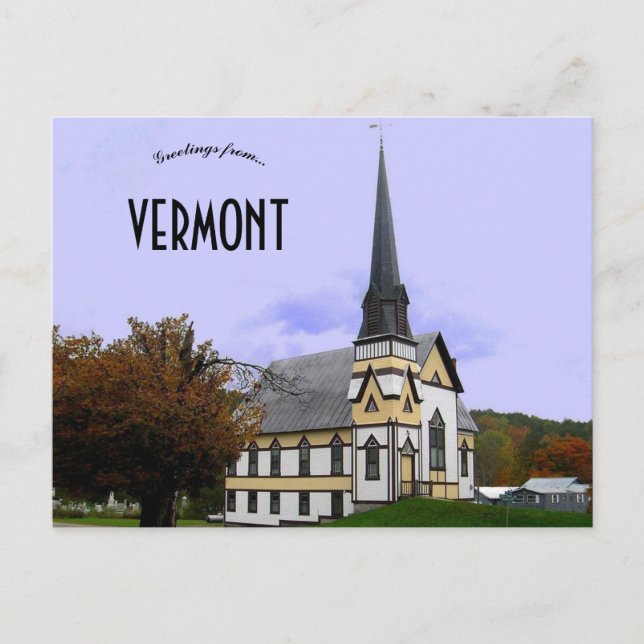 Beautiful Old Church in East Orange Vermont Postcard (Front)