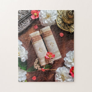 Beautiful Old Italian Opera Books & Camellias Jigsaw Puzzle