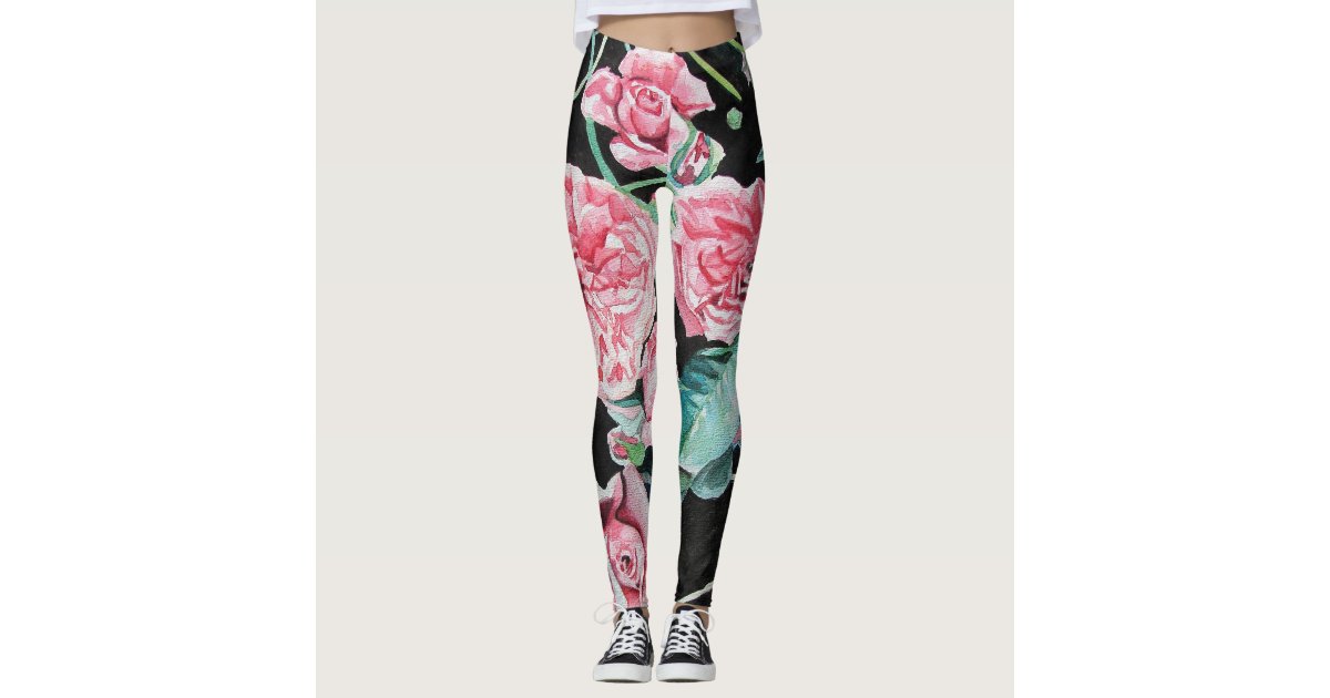 Beautiful Old Pink Roses Leggings Zazzle