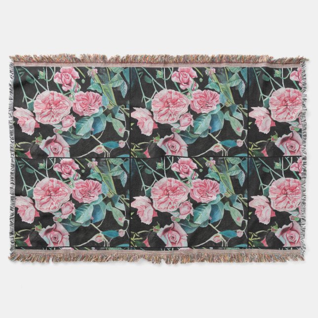 Beautiful Old Pink Roses Modern Throw Blanket (Front)