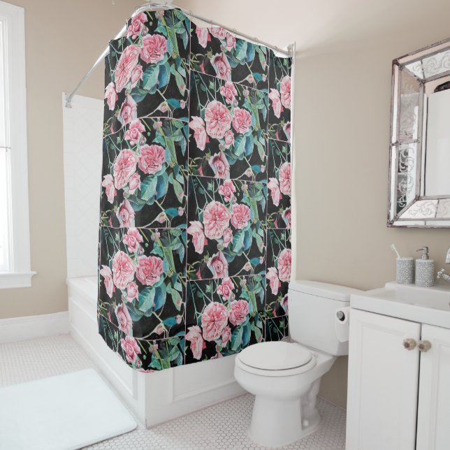 Beautiful Old Pink Roses Shower Curtain (In Situ)