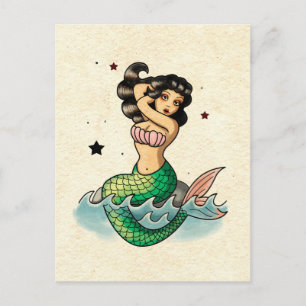 Beautiful Old School Mermaid Postcard