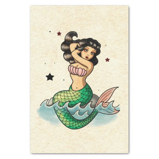 Image of Beautiful Old School Mermaid Tissue Paper