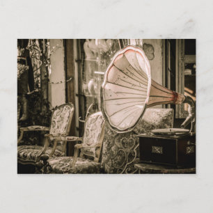 Beautiful Old Style Antique Phonograph Postcard