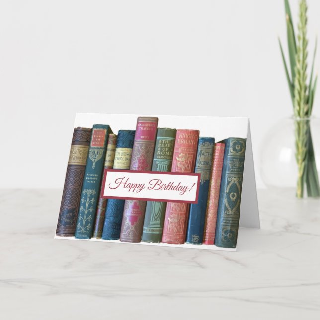 Beautiful old vintage books, book spines card (Front)