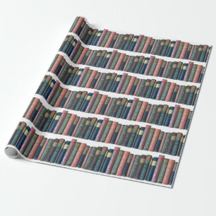 Beautiful old vintage books, book spines wrapping paper