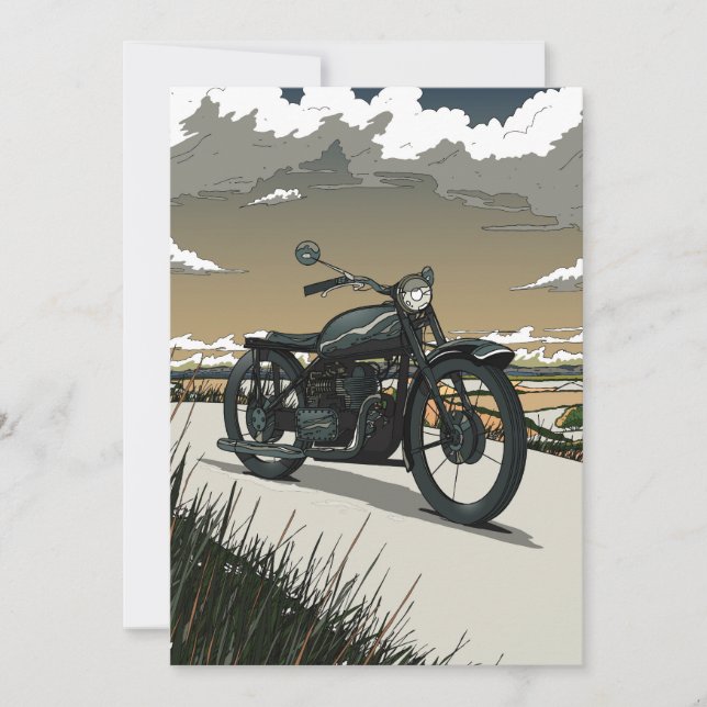 Beautiful Old Vintage Motorcycle Invitation (Front)